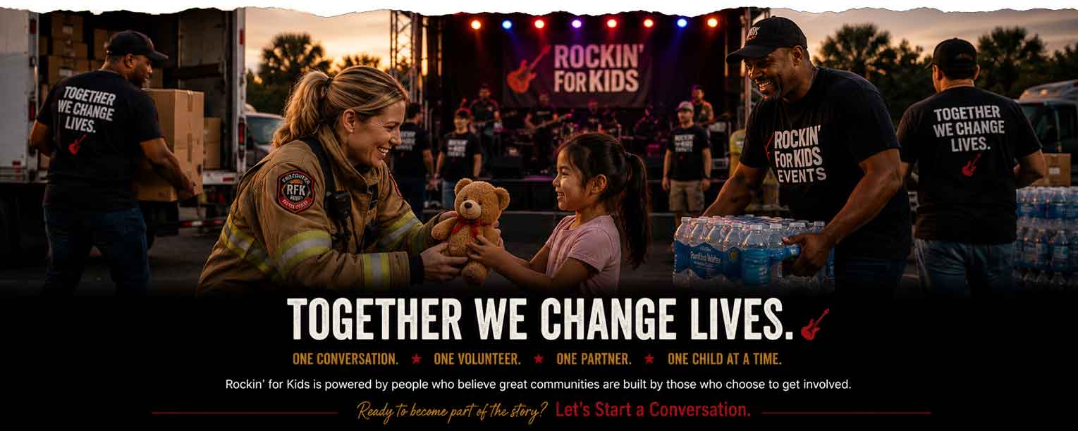 Rockin’ for Kids community volunteers working together